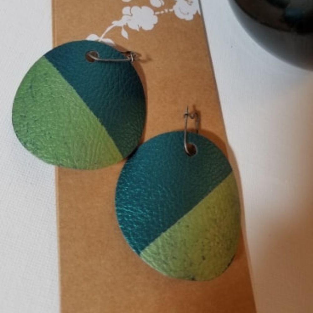 Pleather Drop 2" Earrings Handmade Rounds